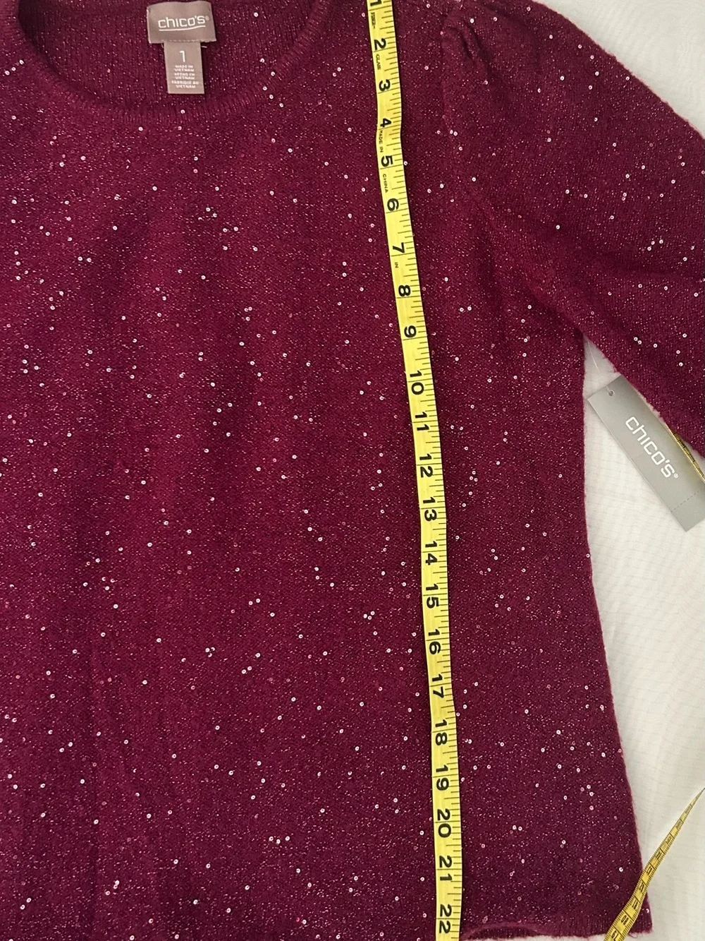 Chico's Sequin-Embellished Burgundy Sweater